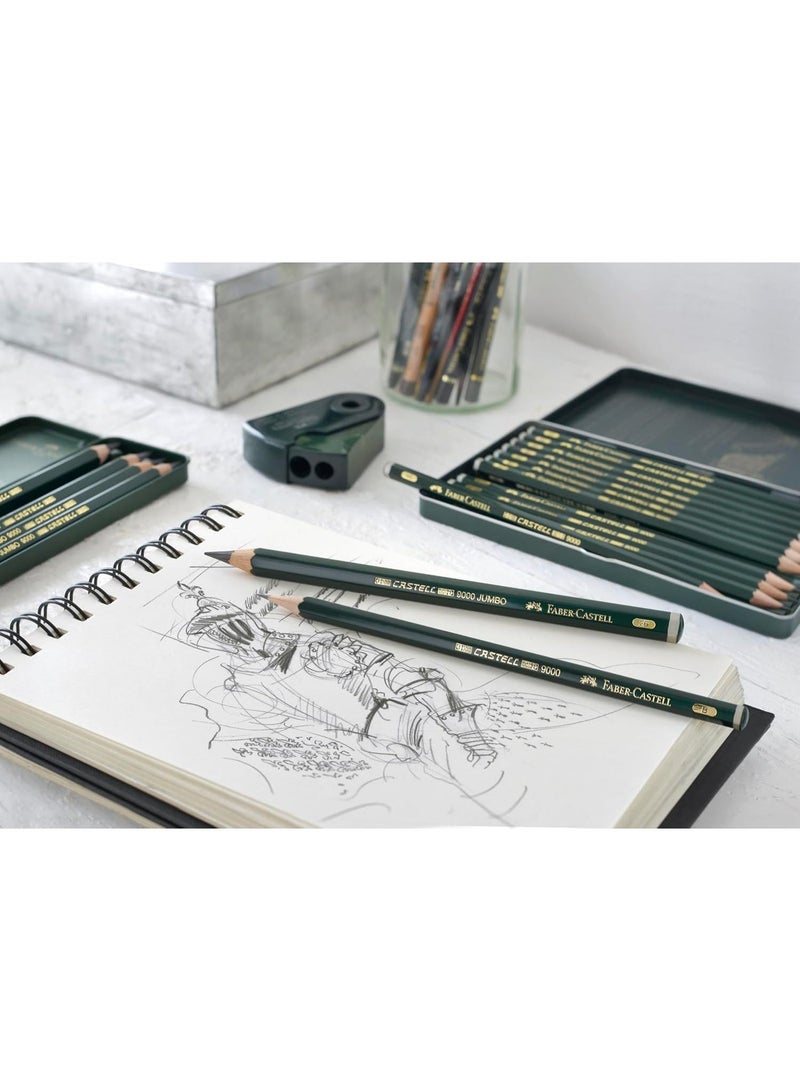 FABER-CASTELL Faber Castell-9000 Graphite Pencils Set of 12 in Metal Box - Image 4